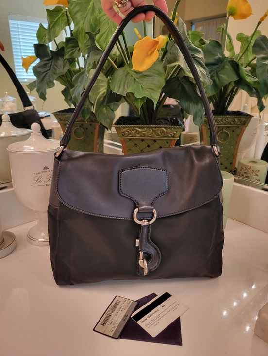 Prada Handbags - Prada Archive Black Leather & Nylon Shoulder Bag